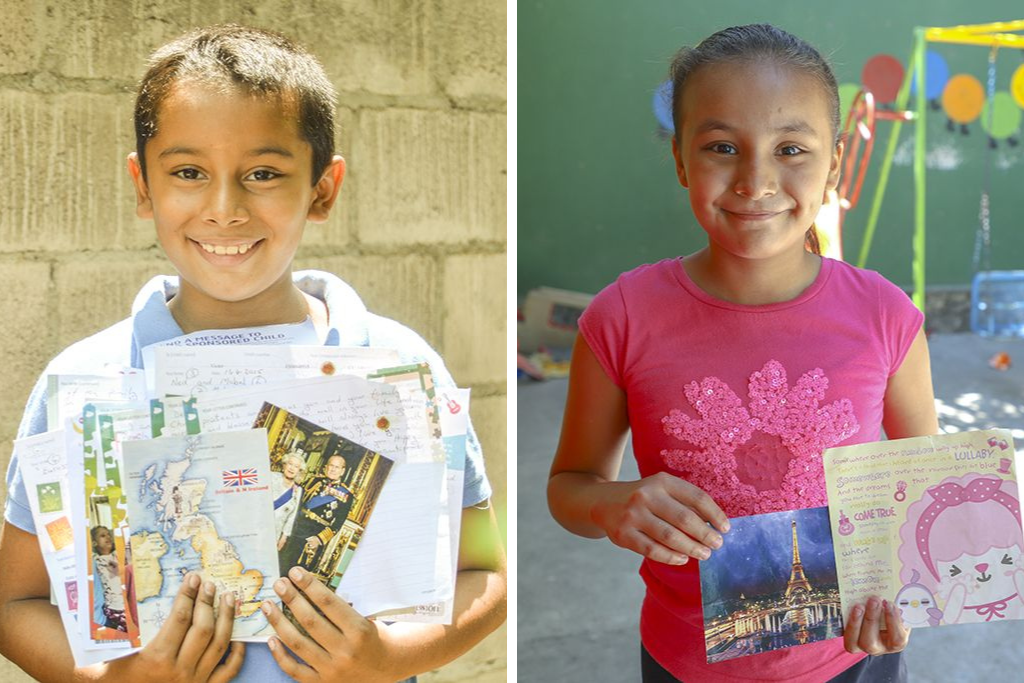 Victor and Hellen were delighted to receive postcards from their sponsors  