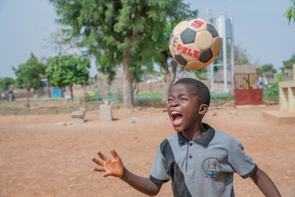 Playing soccer is Fabrice’s favourite game at the project