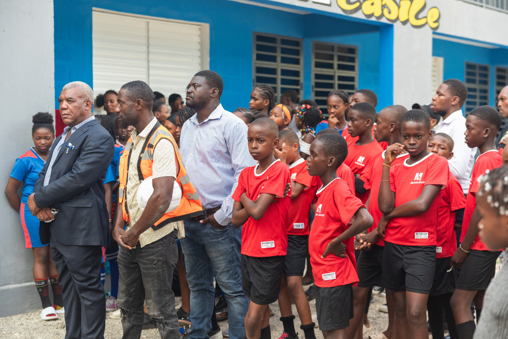 Project staff and children at the opening of the new centre